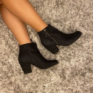 Black leather booties